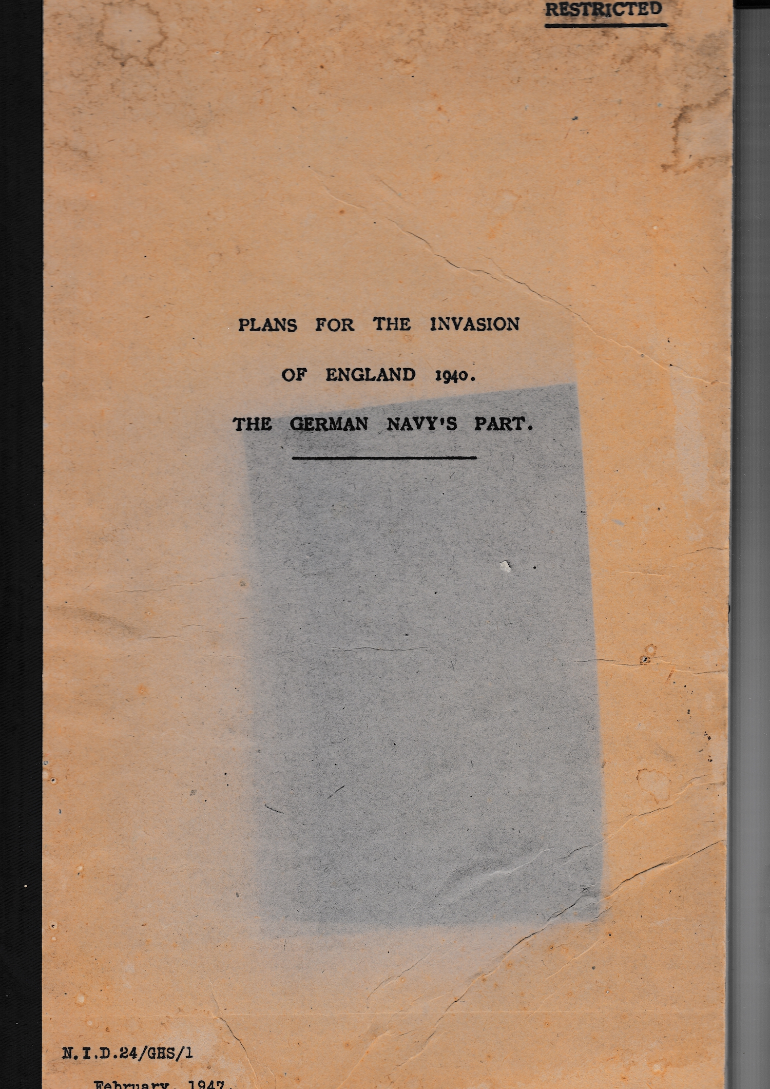 Militaria Operation Sealion Printed Plans £8000