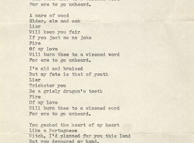 Marc Bolan Signed Lyrics Sheet Sold For £2500