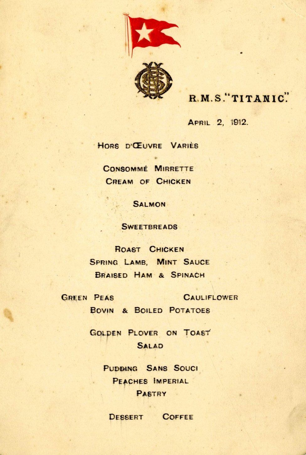 Titanic Menu
