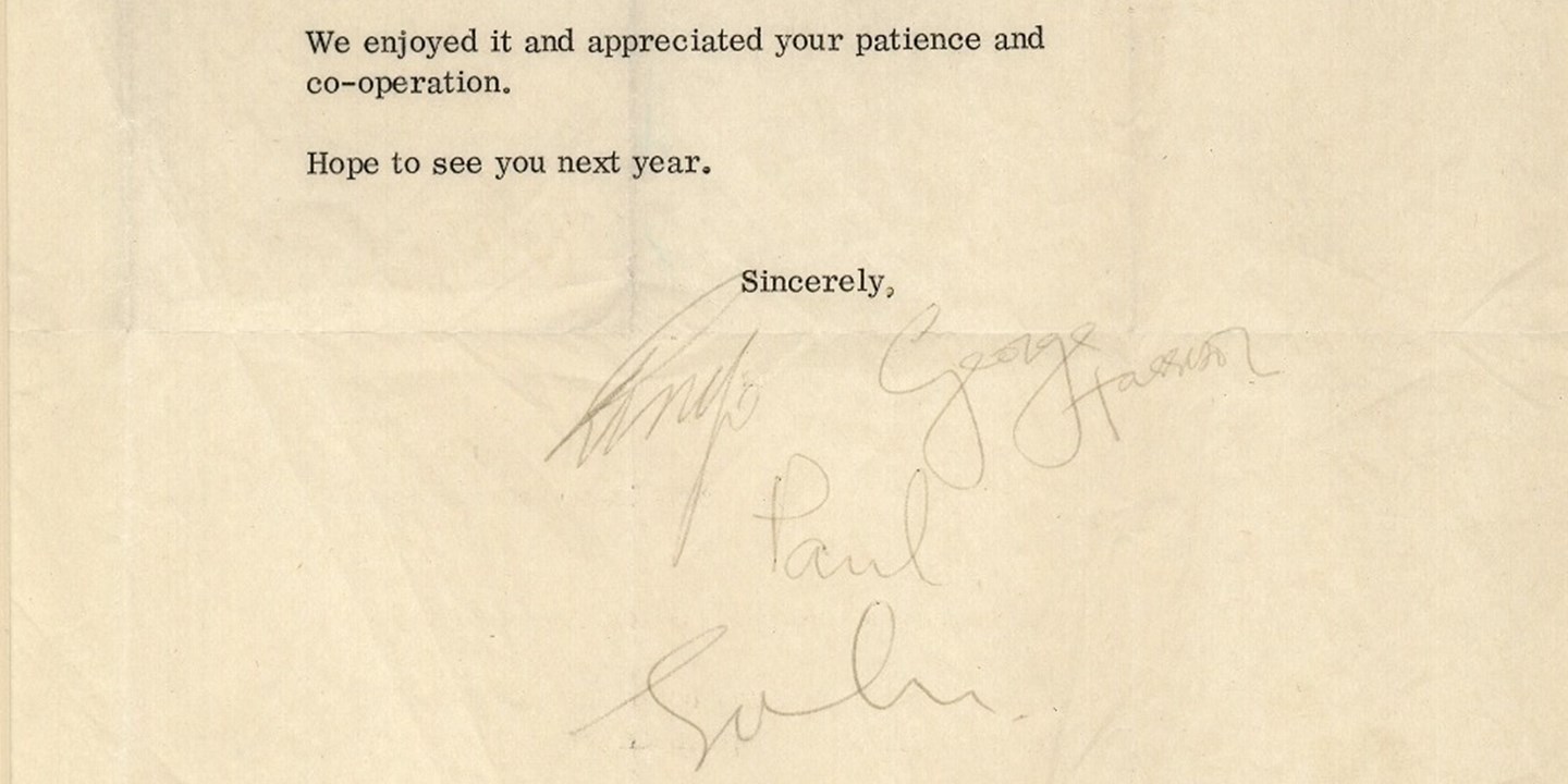Beatles Signed Letter Sold For £13000