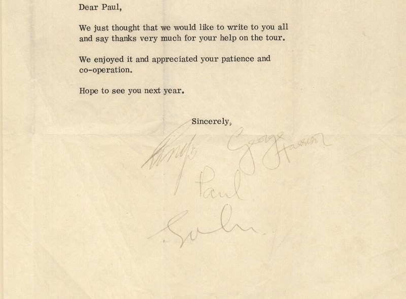 Beatles Signed Letter Sold For £13000