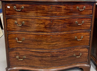 Late 18th cent. Serpentine chest of four long drawers Sold  for £2500