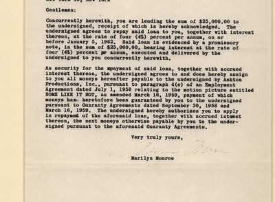 Marilyn Monroe Signed Letter Sold For £9600