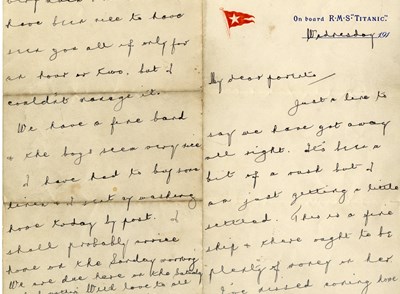 Titanic Wallace Hartley Onboard Letter Sold For £93000