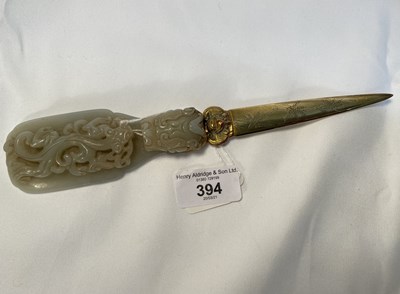 Asian Art Jade And Yellow Metal Paper Knife Sold For £2500