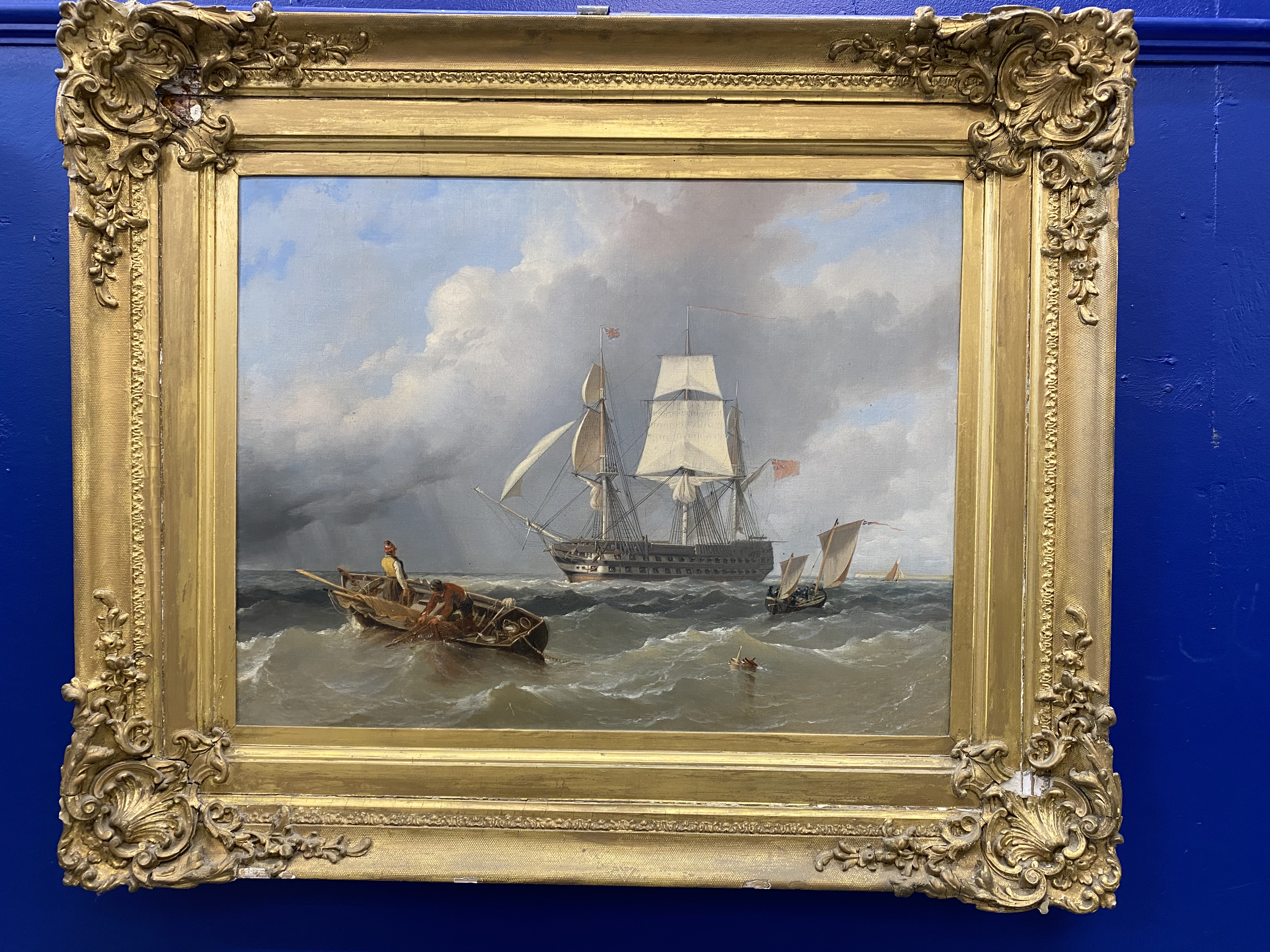 Paintings 19Th Century English School Of A Warship Sold For £10000