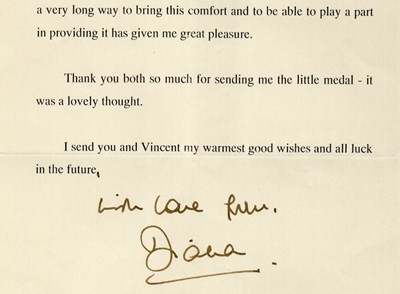Diana Princess Of Wales Signed Letter Sold For £2500